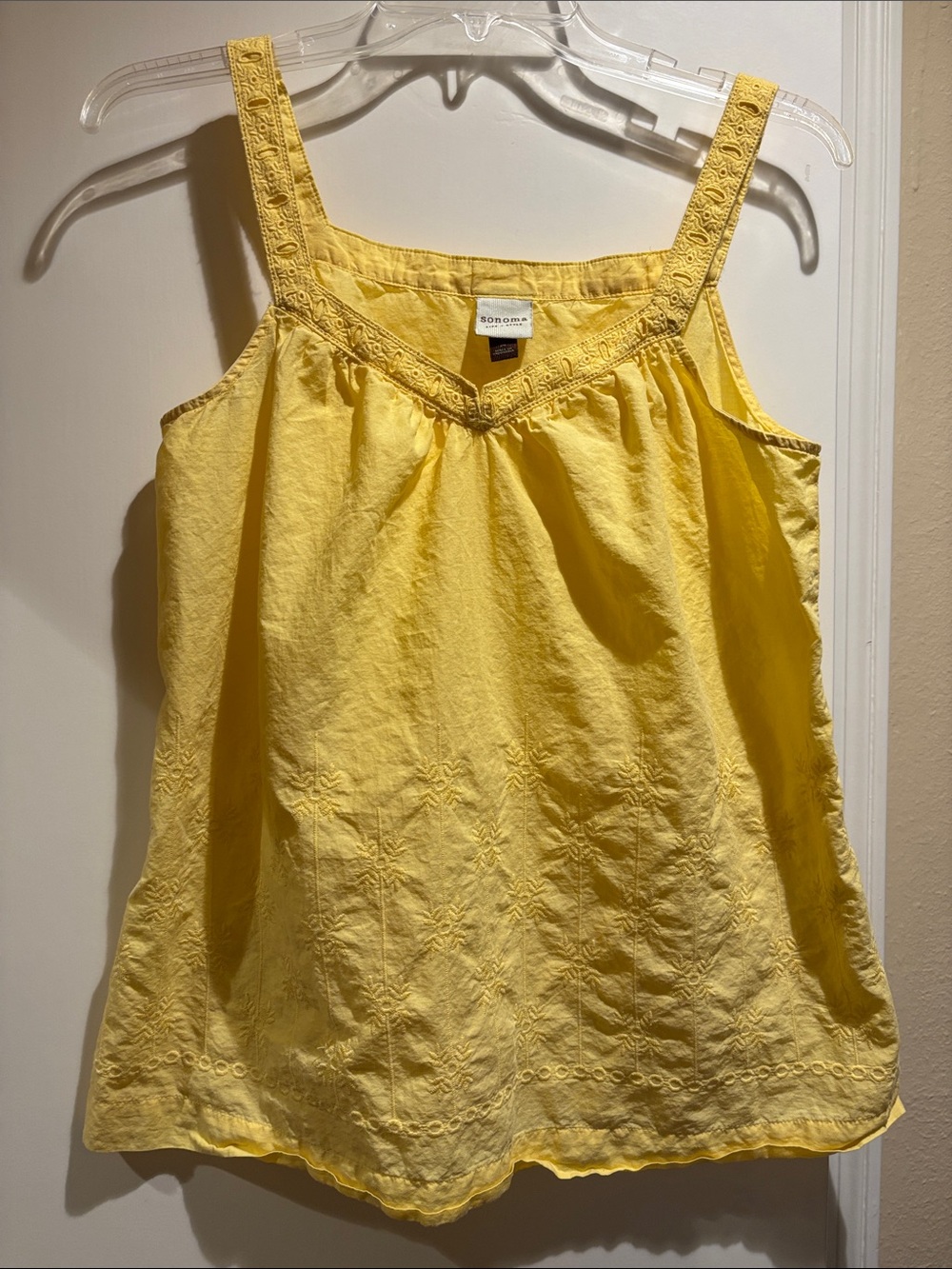 Sonoma Yellow Embroidered Cotton Camisole Tank